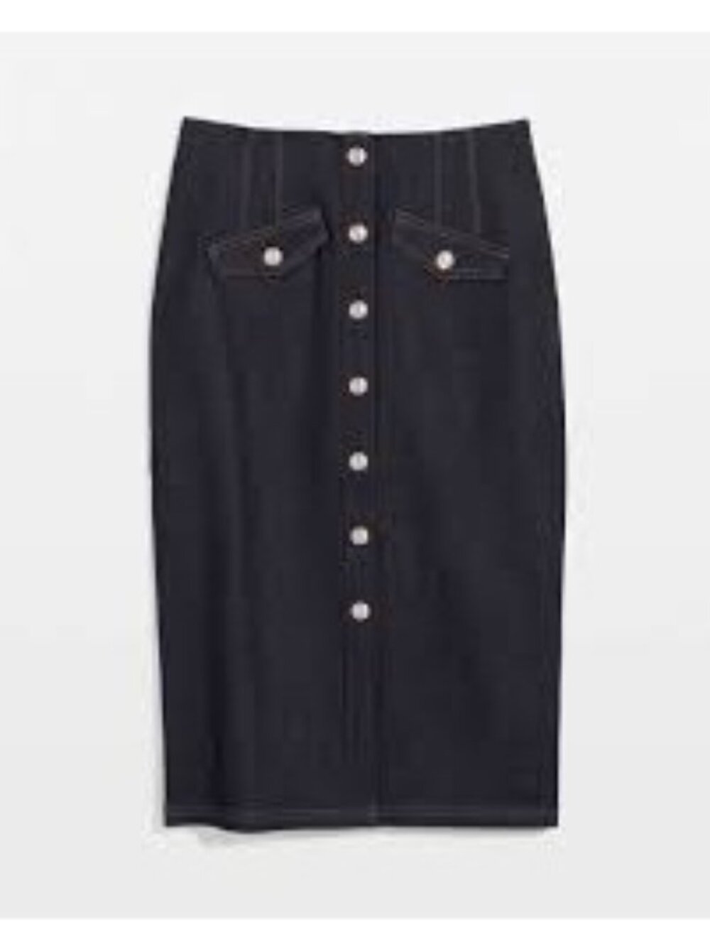 White House Black Market Button Front Denim Skirt NWT Size 6 Midnight Rinse Wash